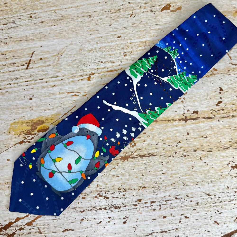 Hallmark Penguin Christmas Polka Dots Neck Tie